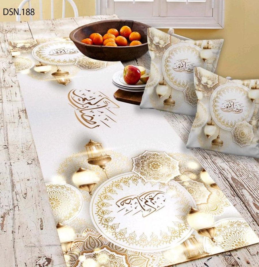 Set Of 3 (2 Ramadan Cushion Cover multicolor & 1 Tablecloth)