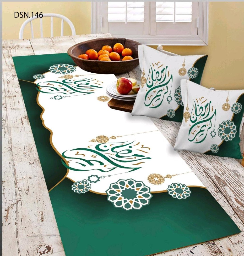 Set Of 3 (2 Ramadan Cushion Cover multicolor & 1 Tablecloth)