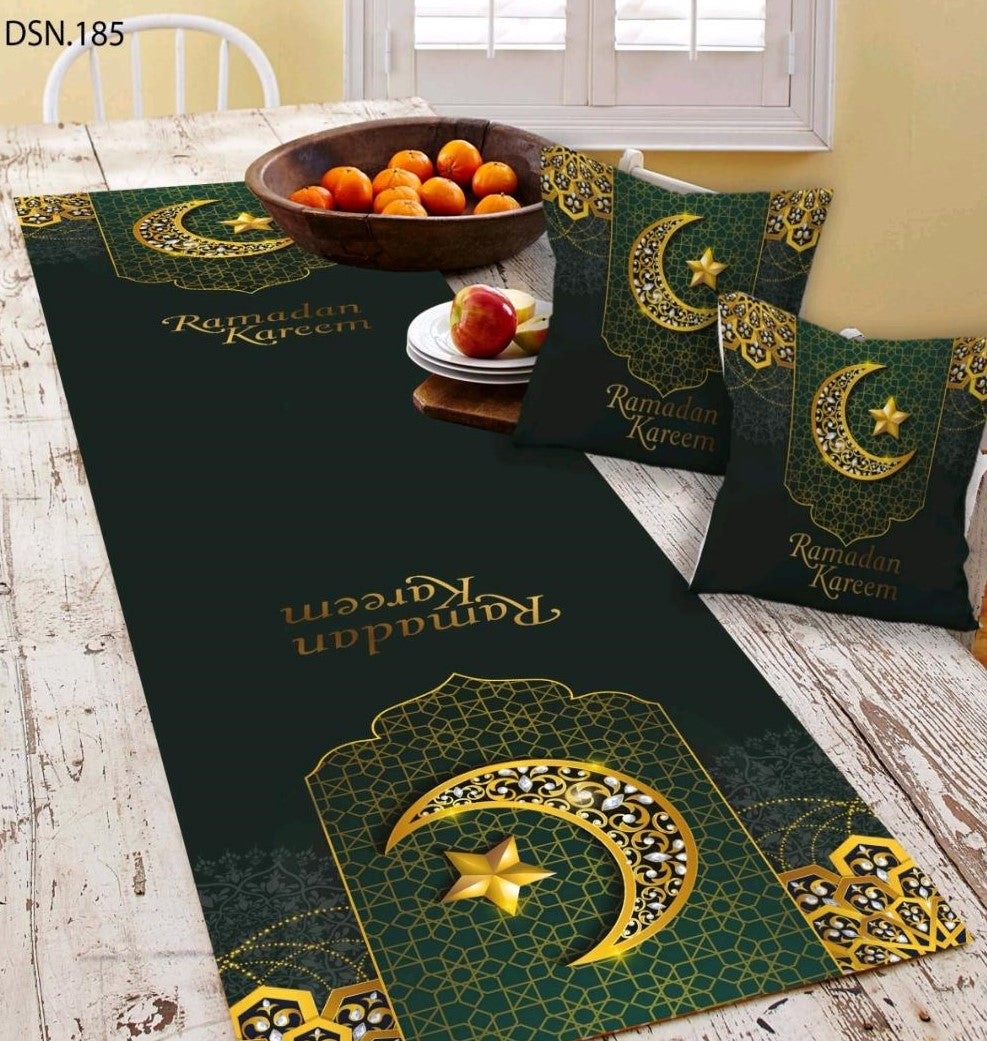 Set Of 3 (2 Ramadan Cushion Cover multicolor & 1 Tablecloth)