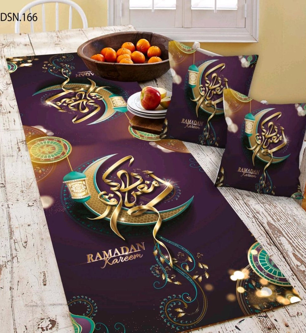 Set Of 3 (2 Ramadan Cushion Cover multicolor & 1 Tablecloth)