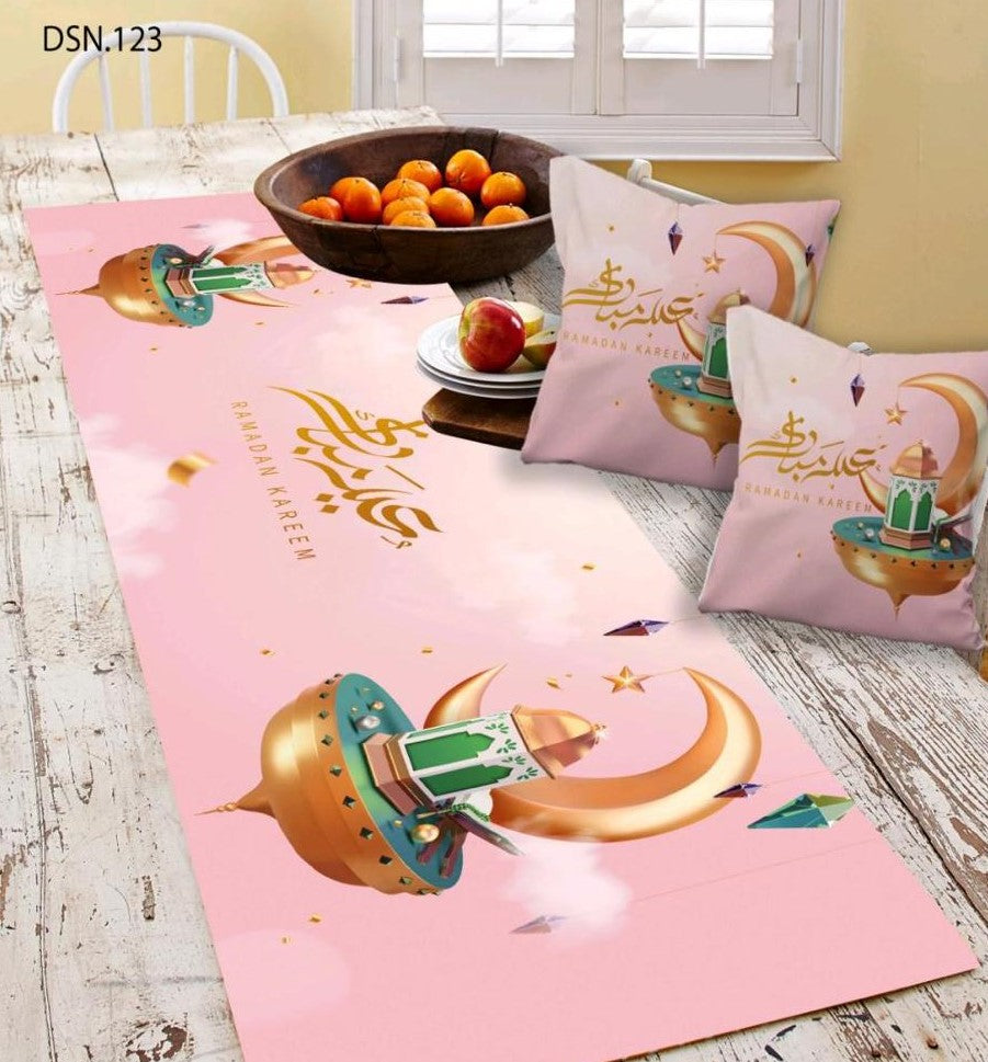 Set Of 3 (2 Ramadan Cushion Cover multicolor & 1 Tablecloth)