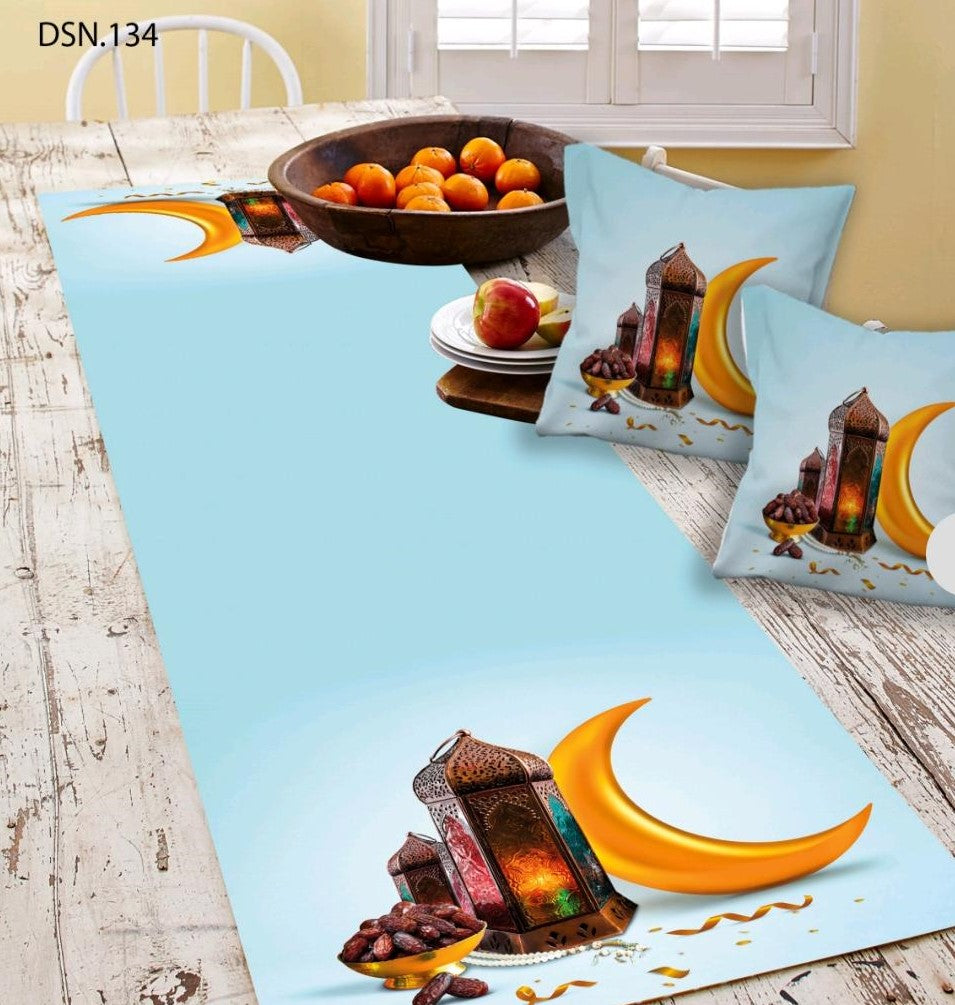 Set Of 3 (2 Ramadan Cushion Cover multicolor & 1 Tablecloth)