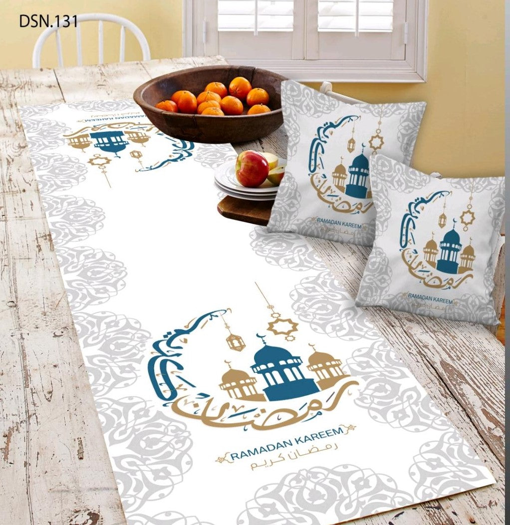 Set Of 3 (2 Ramadan Cushion Cover multicolor & 1 Tablecloth)