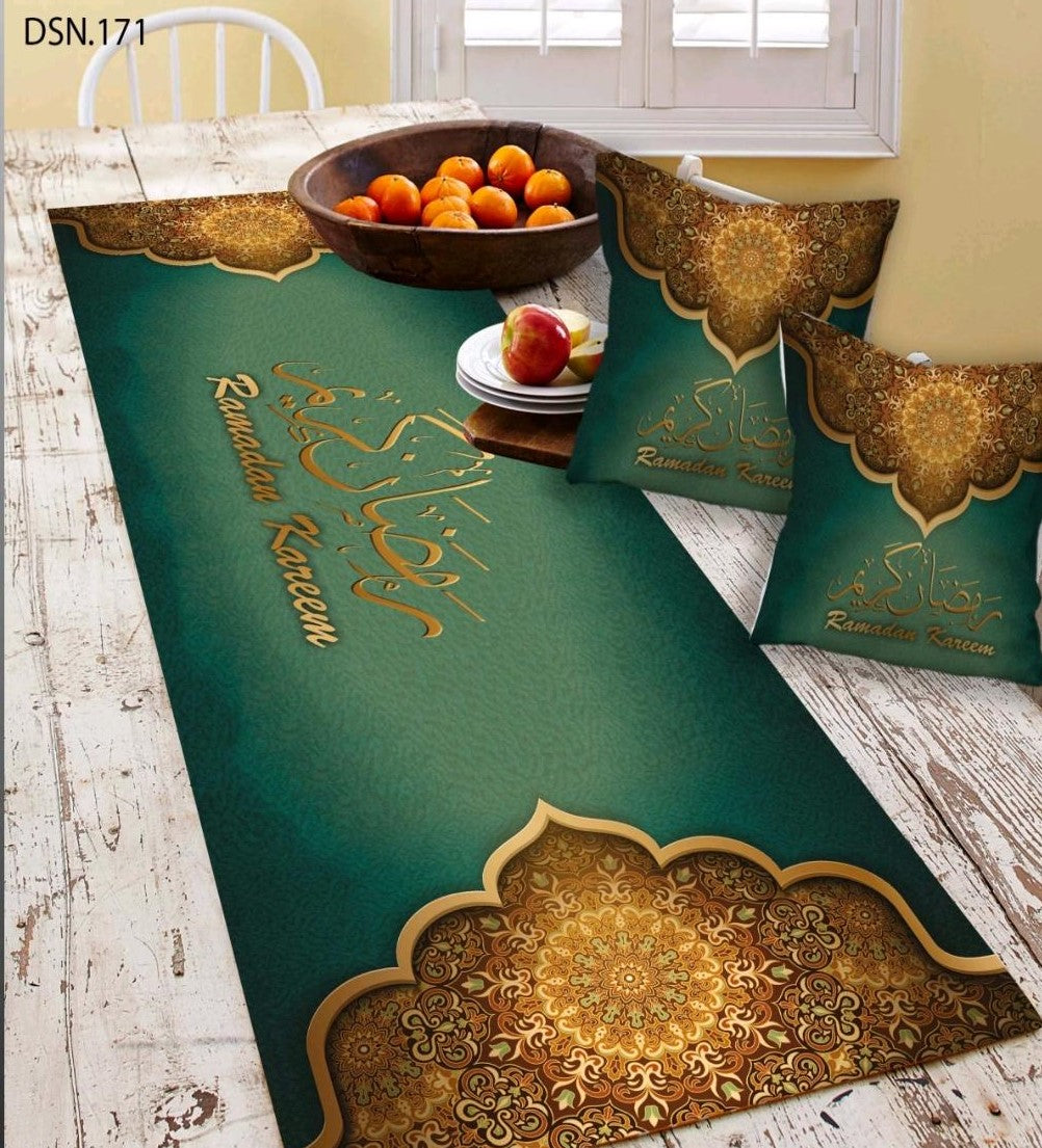 Set Of 3 (2 Ramadan Cushion Cover multicolor & 1 Tablecloth)